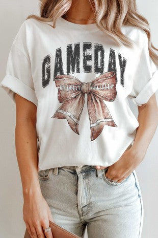 Gameday Football Bow Graphic Tee